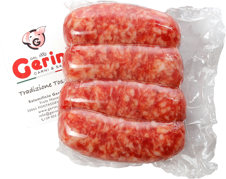 Salsiccia Toscana Fresca di Puro Suino Sottovuoto (Pacco da 4, 300g approx.) SALUMIFICIO GERINI