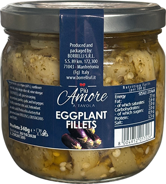 Filetti di Melanzane in Olio Barattolo 340g PIÚ AMORE A TAVOLA